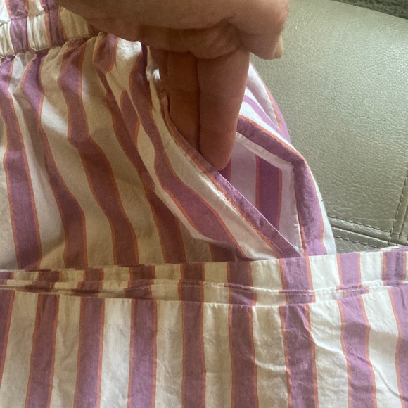 Womens Anthropologie Pink/purple & White Striped Cotton ok wide leg pants - Picture 4 of 9